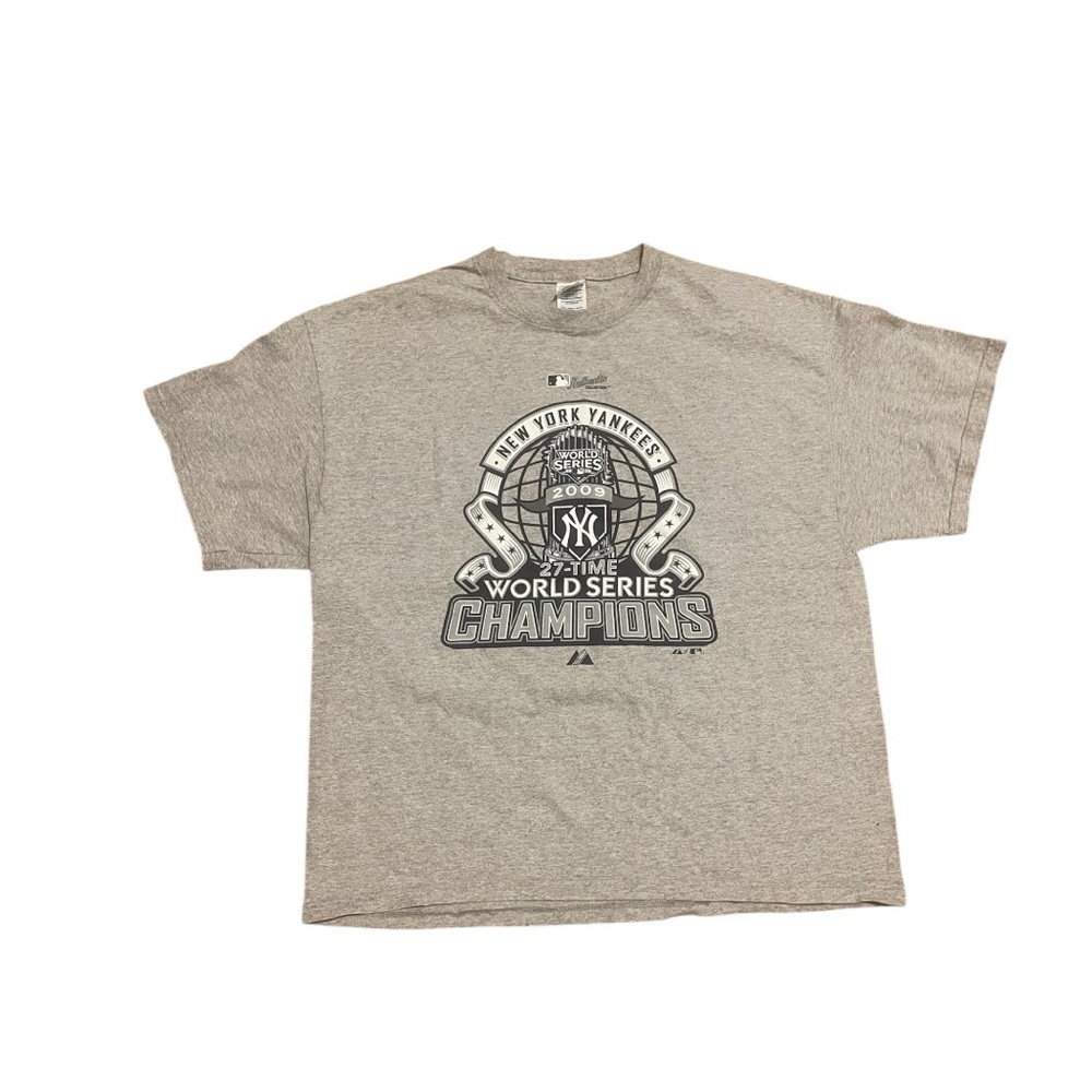 New York Yankees Gray World Series Champions Y2K 2009 Men Tee Sz XL